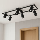 Lampa Sufitowa Oprawa Halogenowa wisząca LED 6x GU10 Ruchoma Kinkiet Czarna aluminiowa listwa oświetleniowa, wysokość