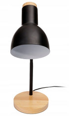 Designerska lampka biurkowa nocna styl skandynawski 40W E27 + drewno lampa stołowa czarna do sypialni salonu gabinetu