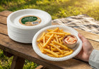 TALERZE PLASTIKOWE 22cm białe jednorazowe 100szt Talerz Grill Plastikowy naczynia na piknik, ognisko, przyjęcie i