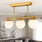 Lampa sufitowa wisząca żyrandol szklana kula 3x e27 LOFT 47cm złoty biały oprawa metalowa do salonu i jadalni na 3