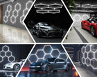 Lampa LED hexagon 14szt Panel Oświetlenie Warsztat Garaż Dom 515x 297 6500K plafon sufitowy, zimna biel, zintegrowane