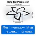 Lampa sufitowa czarna żyrandol LED biały 6500K nowoczesna do salonu 60W plafon zintegrowane źródło światła zimna barwa