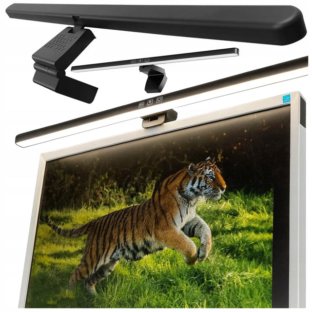 Lampka LED na monitor komputer szerokie biurko regulowana dotykowa 60cm XL ściemnianie, zmiana barwy światła, mocowanie na klips