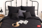 Komplet pościeli 160X200 bawełna 100% +2 poszewki 50X70 pościel bawełniana czarna gładka, zapinana na zamek