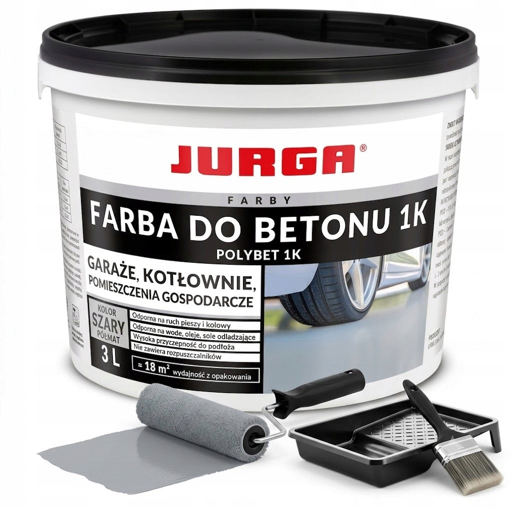 Jurga farba do betonu posadzki garażu mocna szara 3l powłoka poliuretanowa do podłóg użytkowych