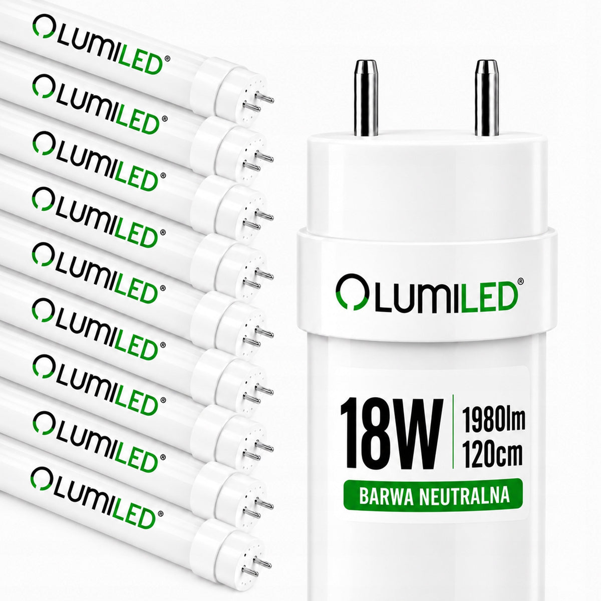 10x Świetlówka LED G13 T8 120cm 18W 1980lm 4000K tuba do hermetycznych liniowe źródło światła, neutralna biel, do opraw