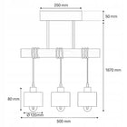 Lampa sufitowa wisząca żyrandol LED 3x E27 oprawa LOFT DREWNO drewniana dąb do salonu jadalni kuchni czarna 3-punktowa