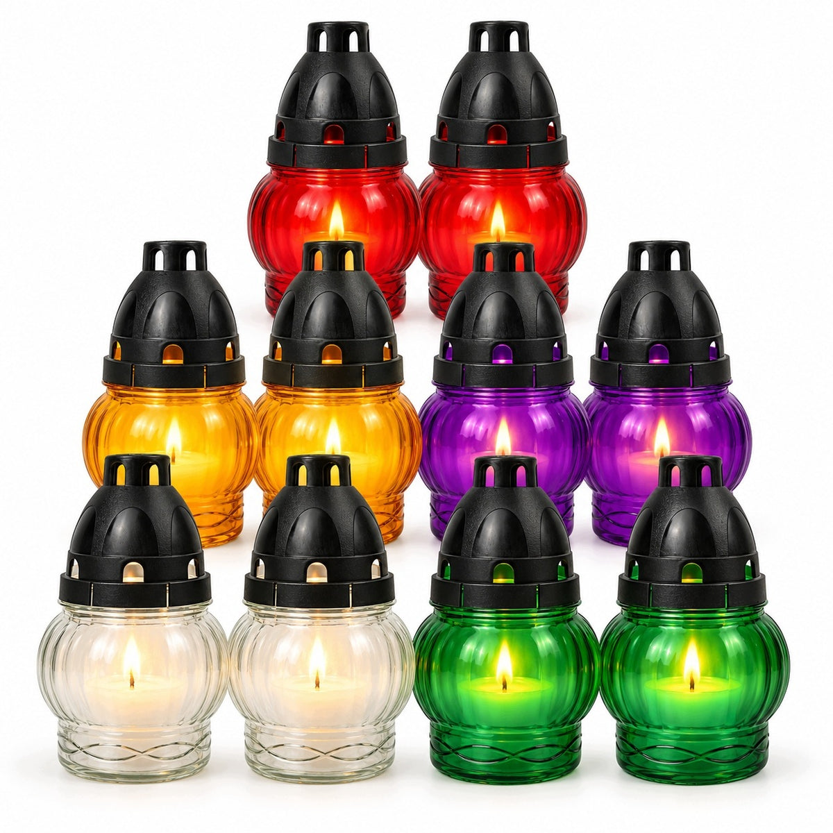 Znicz nagrobny kulka mała mix kolorów 14 cm 10szt na Wkład Premium na Grób lampion parafinowy cmentarny dekoracja