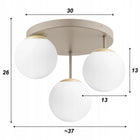 Lampa Wisząca Sufitowa Plafon Żyrandol Beżowa Ecru Kaszmir Loft Edison oprawa 3-punktowa metalowa, gwint E27, złoty