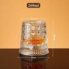 OBROTOWY SZKLANY KIELISZEK DO WHISKY 360° 260 ML 1 SZT. szklanka degustacyjna do bourbonu i koniaku, bezbarwne szkło