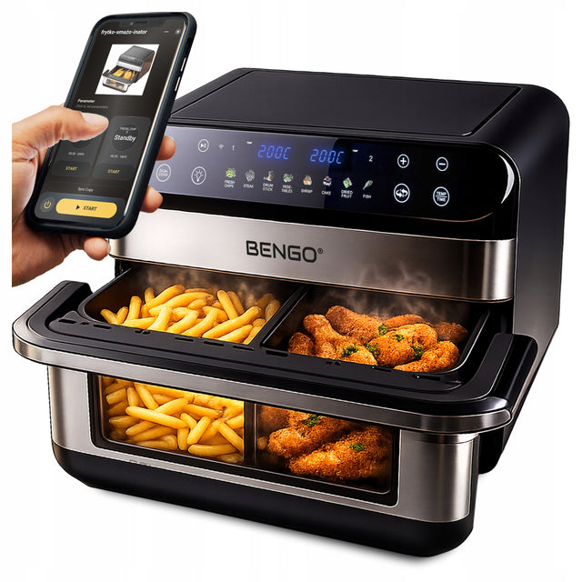 Frytkownica Beztłuszczowa Rodzinna Dual AirFryer 10l 2800W WiFi Tuya Smart czarny
