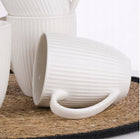 6X kubek porcelanowy ryflowany 330ml komplet kubków prążek do kawy herbaty biały, można myć w zmywarce