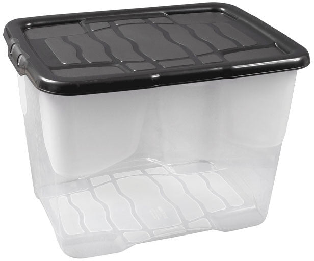 Pudełko transparentne pojemnik plastikowy z czarną pokrywą 24l ECO 40x30x28 na książki, ubrania, bieliznę i paski do