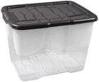 Pudełko transparentne pojemnik plastikowy z czarną pokrywą 24l ECO 40x30x28 na książki, ubrania, bieliznę i paski do