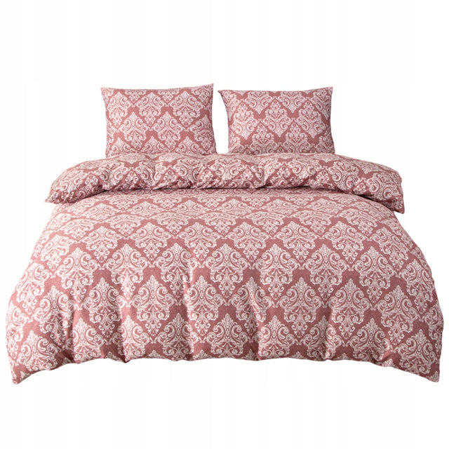Pościel 200x220 komplet pościeli + 2 poszewki wzór T-1604 mikrofibra 80 g/m², zapięcie na zamek błyskawiczny, 3 części, poduszki 70x80 cm