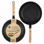 Patelnia żeliwna z drewnianą rączką LUDMIŁA 28cm INDUKCJA GAZ NON-STICK do smażenia, na kuchnię ceramiczną i