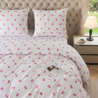 Komplet Pościeli 160x200 z 2 Poszewkami 70x80 w Kokardki pink bows bielizna sypialniana, tekstylia na łóżko, różowy