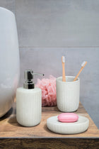 Szczotka Toaletowa do WC z Pojemnikiem Ceramiczna Biała Srebrna India czyścik sanitarny stojący, akcesorium łazienkowe
