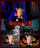 Figurka duch halloween solarna LED ogrodowa czarownica latarnia 25 CM lampion, ozdoba na taras i balkon, dekoracja na