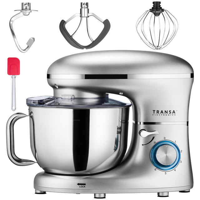 Robot kuchenny planetarny mikser SilverChef misa 6l duża MOC 3000W nominalna srebrny/szary