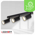 Oprawa Halogenowa Lampa Sufitowa 3x GU10 Tuba CZARNA LED Kinkiet Szyna XL reflektor potrójny do salonu i kuchni, moc