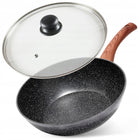 Wok GRANITOWY duża patelnia głęboka do smażenia duszenia 28 cm + pokrywka nieprzywierająca, indukcja, zmywarka