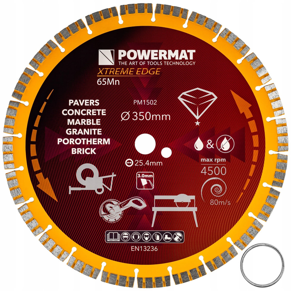 Tarcza diamentowa 350mm segment 3mm otwór 25,4mm do kamienia betonu gresu cięcie cegły ceramiki płyt cementowych