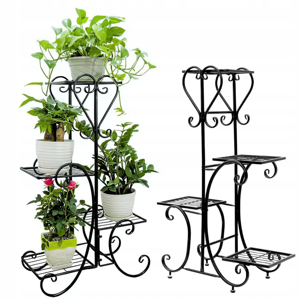 Kwietnik stojak na kwiaty metalowy stojący loft rośliny regał 79 CM czarny
