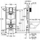 Stelaż podtynkowy grohe do WC wysokość 113cm regulacja spłukiwania 38840000 rama montażowa do toalety, do zabudowy