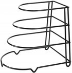 Stojak na patelnie pokrywki organizer 4-poziomowy stalowy czarny solidny 27 cm stal nierdzewna