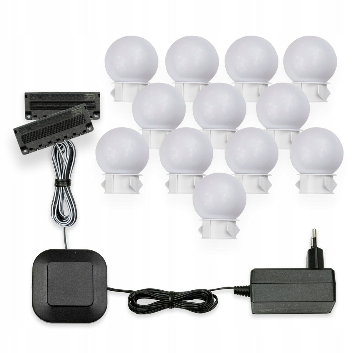 Oświetlenie toaletki podświetlenie lustra żarówki kosmetyczne LED x12 do wizażu, światło neutralne, zasilanie 12 V DC