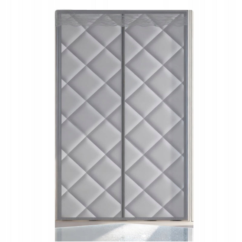 Kurtyna zasłona termiczna izolacyjna na magnes do drzwi 90x200cm solidna bawełniana szara, zawieszana na taśmie, osłona
