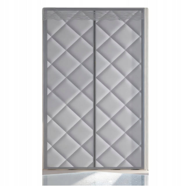 Kurtyna zasłona termiczna izolacyjna na magnes do drzwi 90x200cm solidna bawełniana szara, zawieszana na taśmie, osłona wejścia