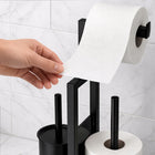 Stojak na szczotkę wc i papier toaletowy do łazienki toalety czarny yoka zestaw sanitarny wolnostojący, stal