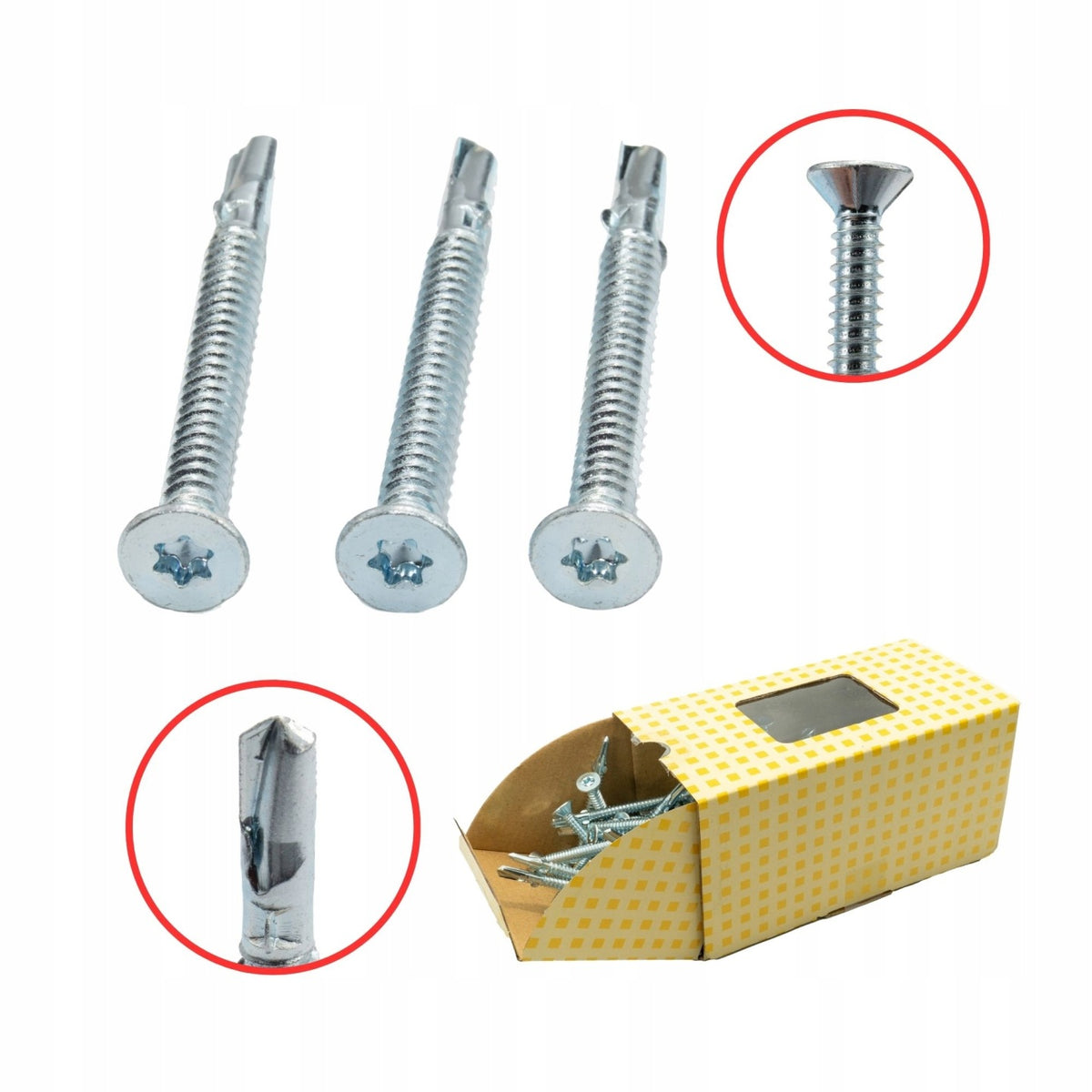 Wkręty samowiercące drewno do metalu 6,3x70 mm PGB 100 szt. blachowkręty z wiertłem do mocowania blachy i drewna