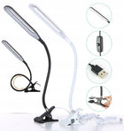 Lampka biurkowa LED biurowa szkolna USB klips do nauki czytania pracy przy komputerze 55 cm zasilanie sieciowe biała