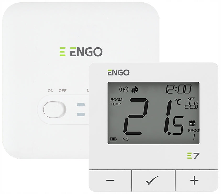 Engo regulator temperatury, programowany, bezprzewodowy, biały termostat pokojowy do sterowania ogrzewaniem