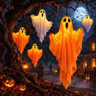 Ozdoby Halloween Dekoracje wiszące świecące duchy LED świetlne zestaw x2