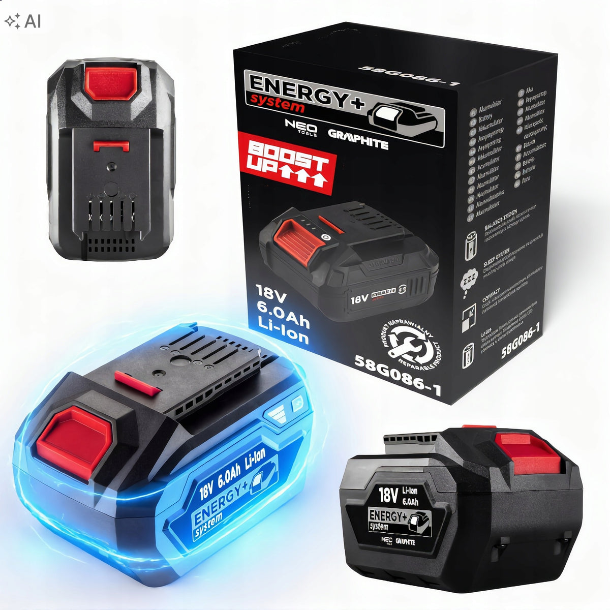 Akumulator Energy+ 18V LiIon 6.0Ah GRAPHITE 58G086 bateria do narzędzi bezprzewodowych, zasilanie elektronarzędzi
