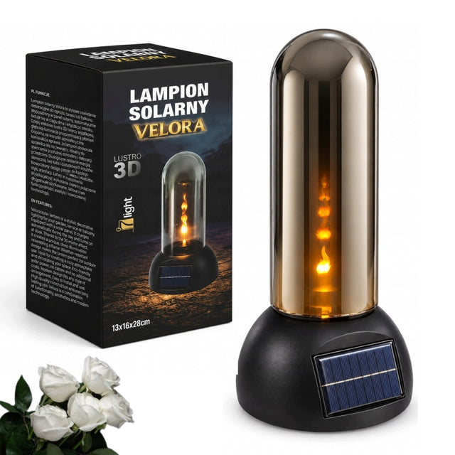 Znicz solarny znicze na grób cmentarz znicz szklany premium XXL nowoczesny lampion nagrobny czarny 28 cm dekoracja pamięci