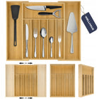 Wkład do szuflady 55 CM rozsuwany na sztućce duży bambusowy drewno wellhaus organizer kuchenny, widelce, noże, łyżki, 8