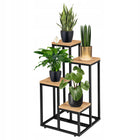Kwietnik stojący stojak metalowy półki na kwiaty doniczki loft craft czarny regał na rośliny, 4 donice, 68 cm, beżowy