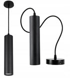 Lampa wisząca halogenowa LED sufitowa GU10 tuba oprawa zwisająca metalowa czarna 1-punktowa do salonu lub kuchni