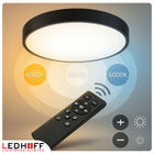 Lampa sufitowa Plafon LED ściemniany 40cm okrągły Czarny pilot panel salon do pokoju dziennego, neutralna barwa biała