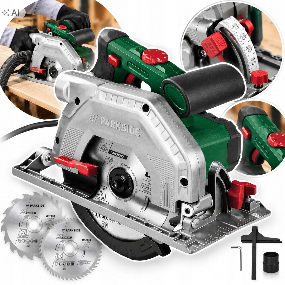 Parkside Ręczna Pilarka Tarczowa phks 1350 E4, 1350 w + akcesoria elektryczna sieciowa, tarcza 190 mm, głębokość cięcia