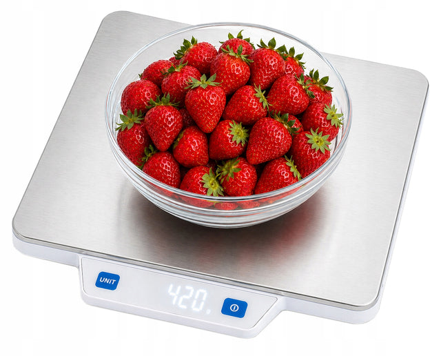 Elektroniczna waga kuchenna precyzyjna 25x23cm duża domowa dokładna 15KG/1g do odmierzania składników, tarowanie, ml, lb, oz