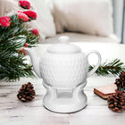 Dzbanek na Podgrzewaczu Biały Porcelana Imbryk do Herbaty Prezent 900ml czajniczek do parzenia naparów, serwowania