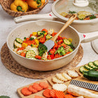 PATELNIA WOK Głęboka Indukcja GAZ POKRYWKA Konighoffer Creamy Marble 30 cm nieprzywierająca, do kuchenek ceramicznych i