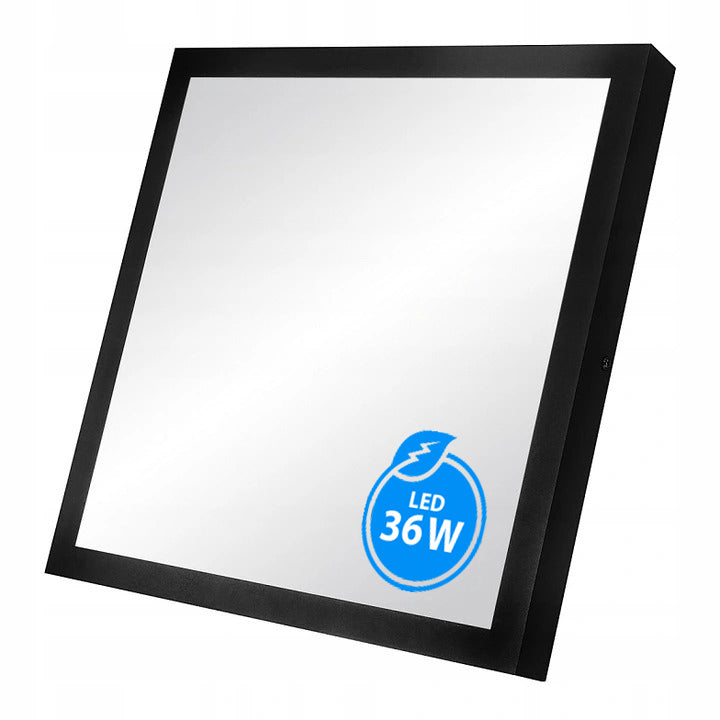 Panel LED 36W natynkowy czarny 40x40cm Plafon lampa sufitowa, oprawa oświetleniowa, ciepła barwa światła, zasilanie