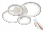 Lampa LED plafon sufit żyrandol pilot 4x ring 76W oprawa wisząca do salonu biała aluminiowa 4 punkty świetlne